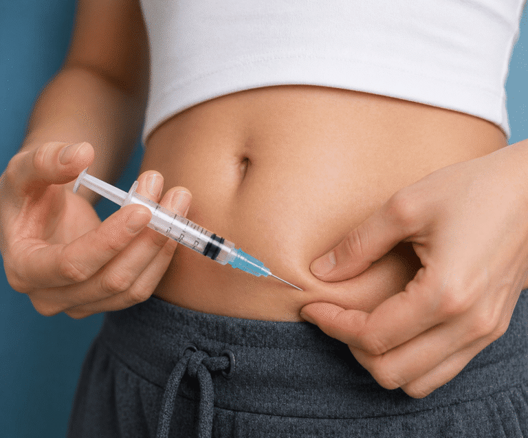 Best way to take BPC-157 shown by subcutaneous injection into the abdomen for optimal absorption