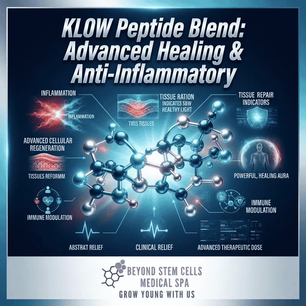 The KLOW peptide blend — GLOW plus KPV — for advanced healing and anti-inflammatory support at Beyond Stem Cells, Littleton, CO.